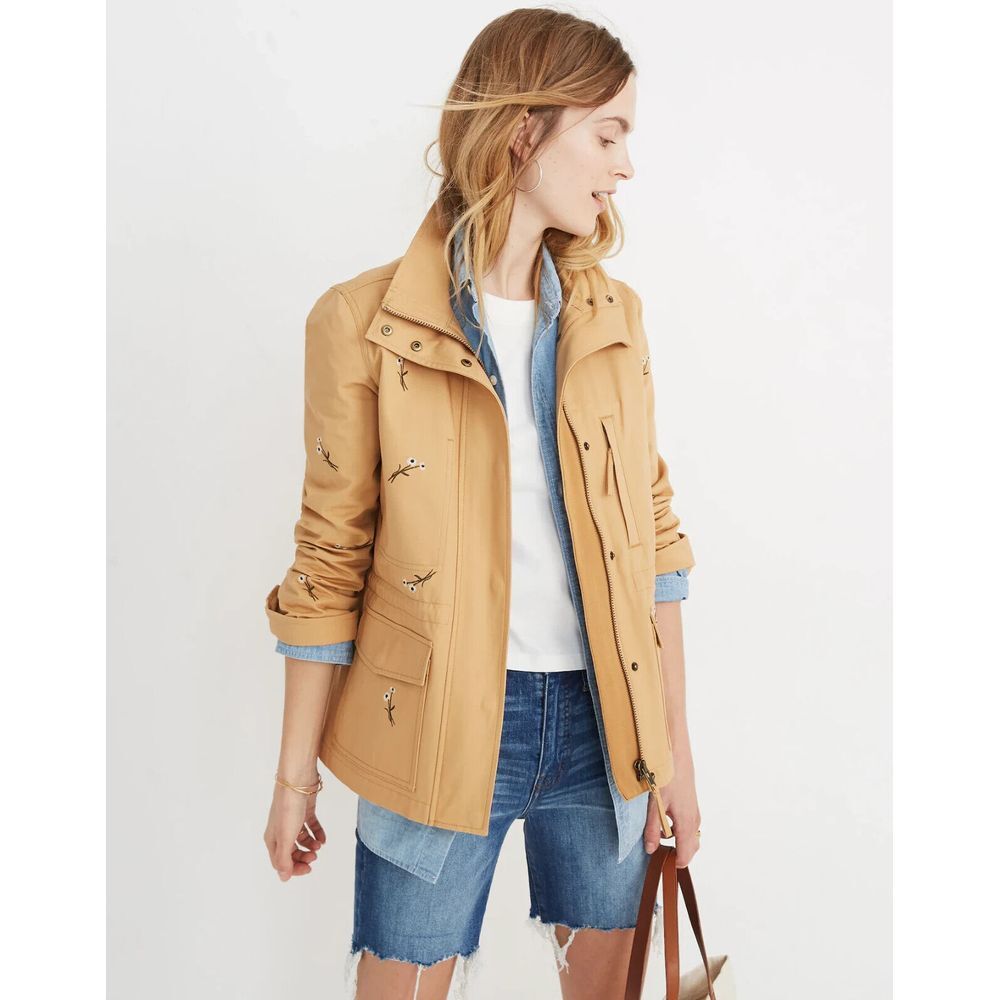 Madewell Embroidered Passage Jacket Women XS EUC $168 Pockets Cotton Full Zip - Picture 14 of 16